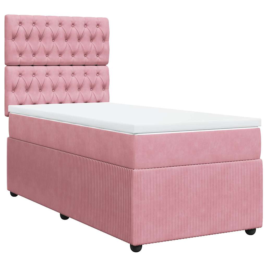 Box spring krevet s madracem ružičasti 90x190 cm baršunasti