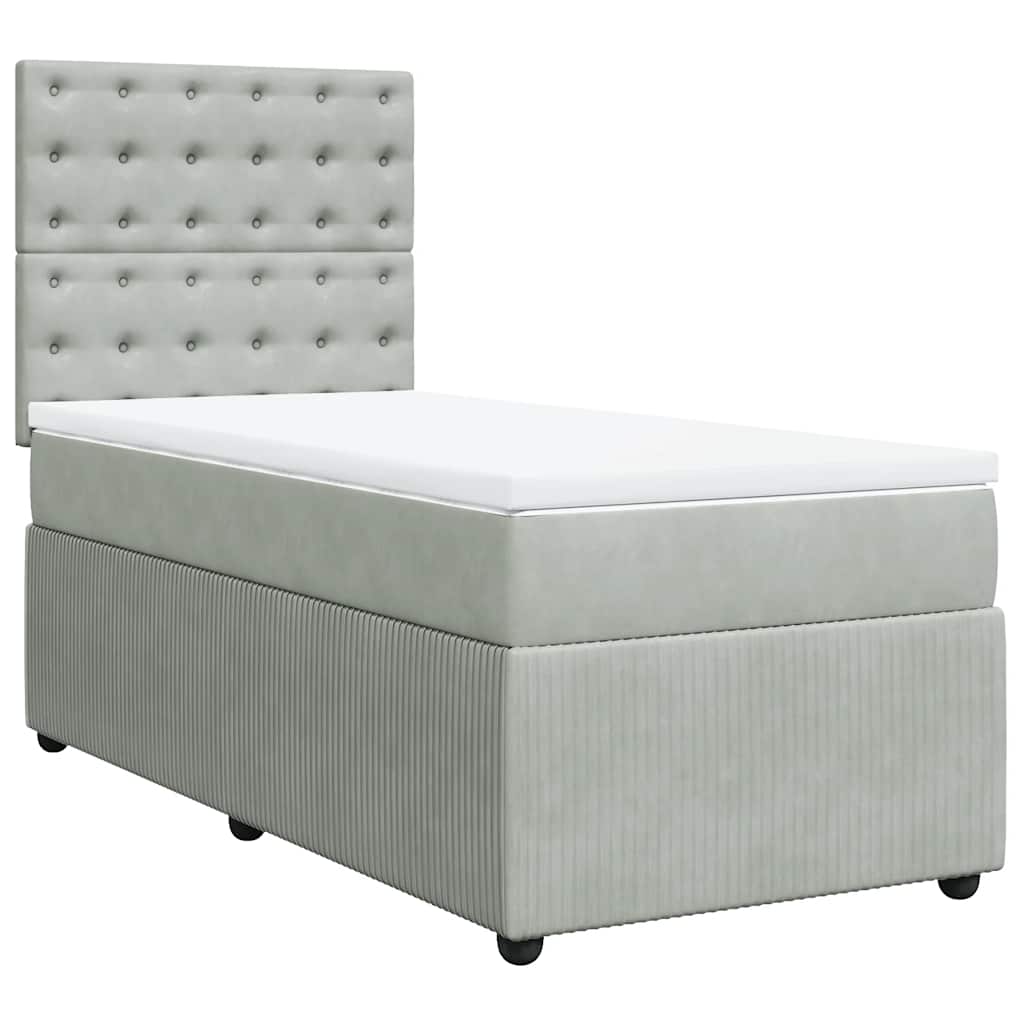 Box spring krevet s madracem svjetlosivi 90x190 cm baršunasti