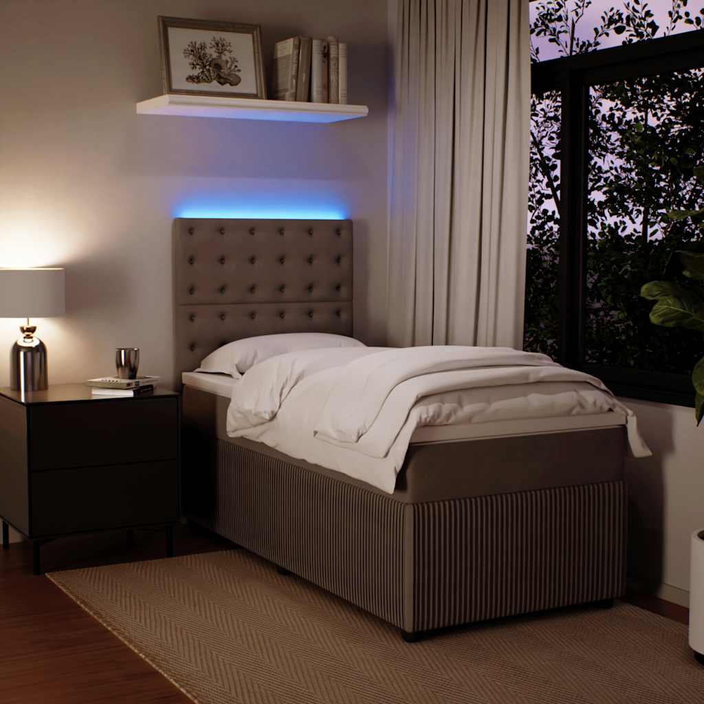 Box spring krevet s madracem svjetlosivi 90x190 cm baršunasti