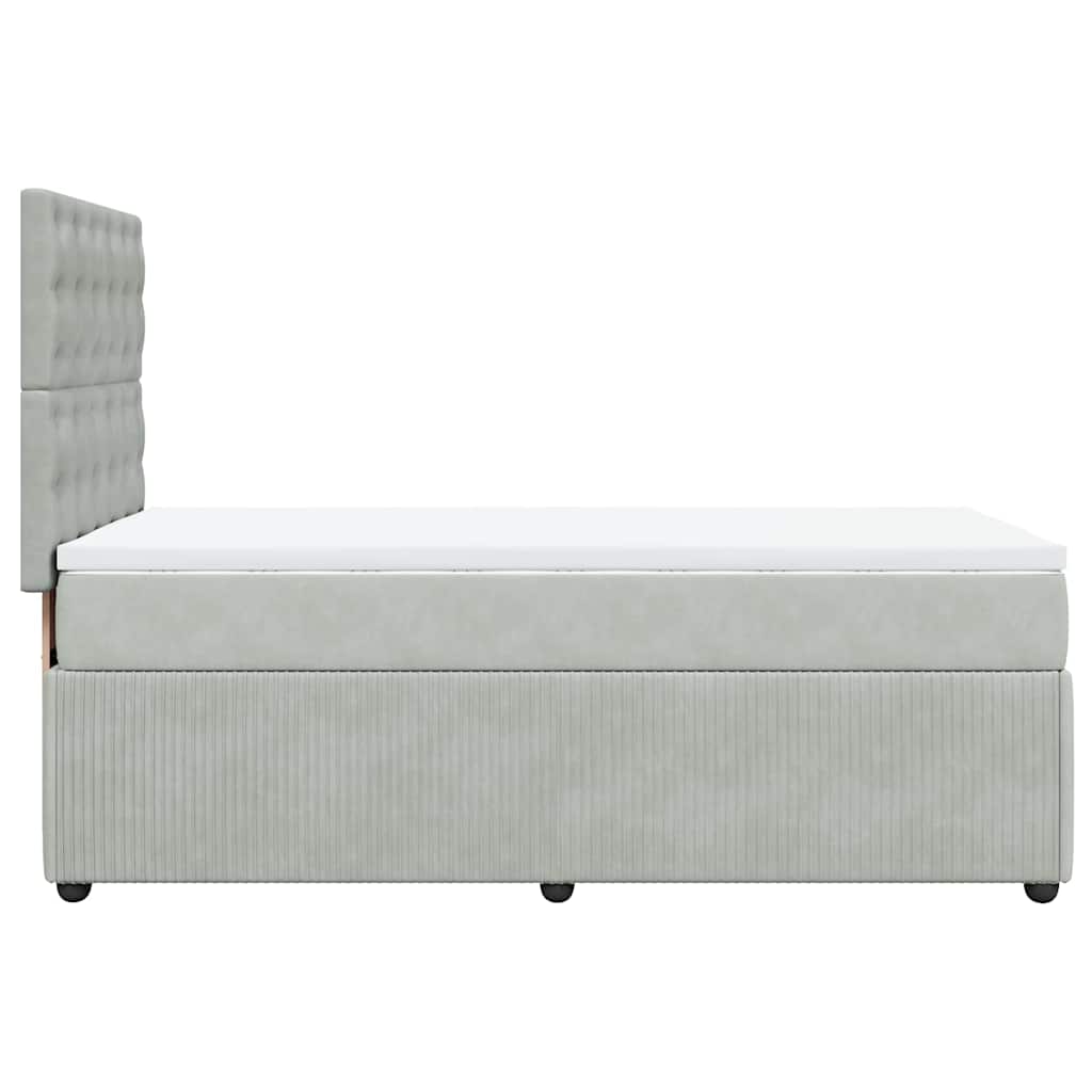 Box spring krevet s madracem svjetlosivi 90x190 cm baršunasti