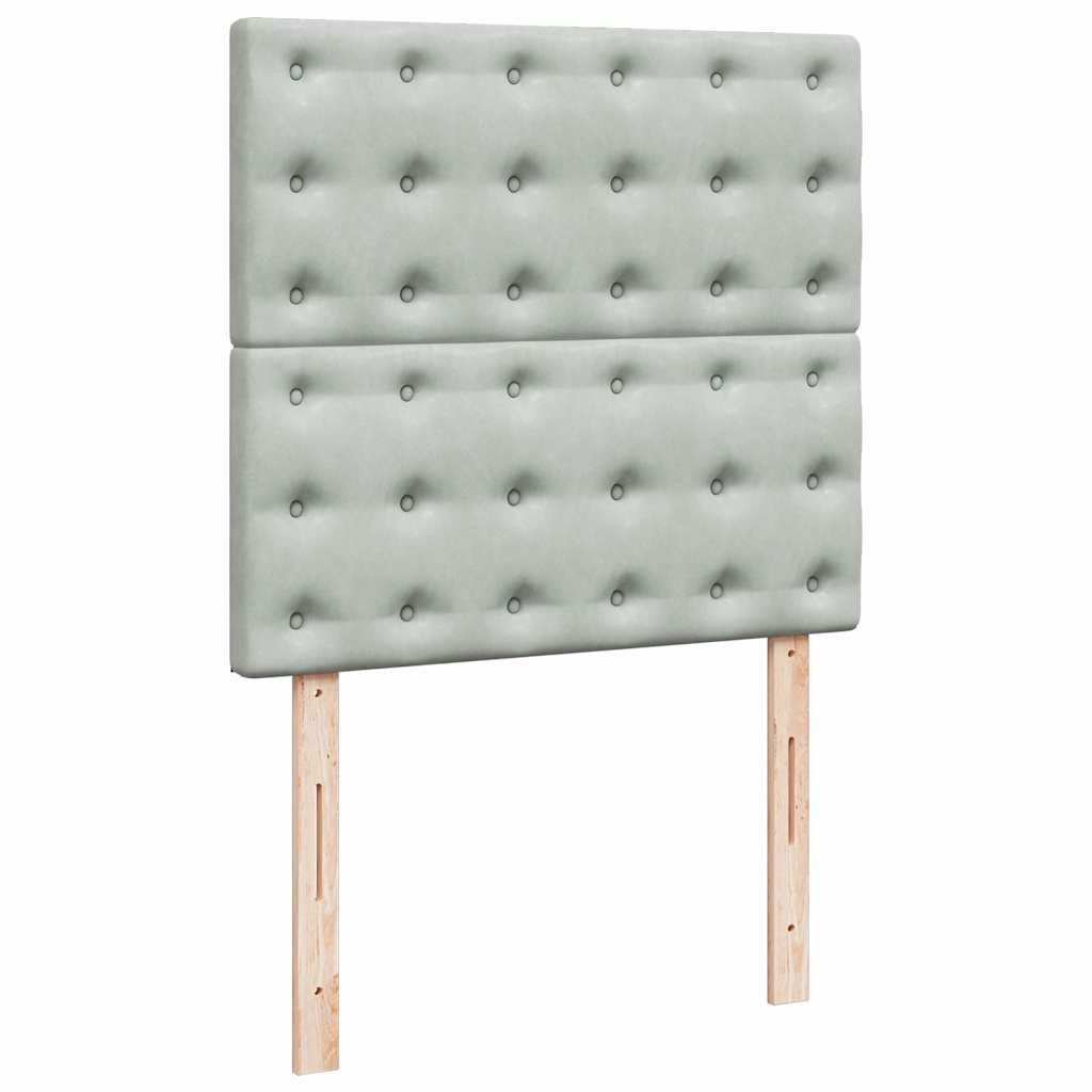 Box spring krevet s madracem svjetlosivi 90x190 cm baršunasti