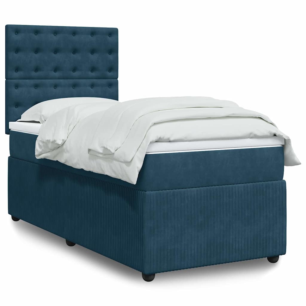 Box spring krevet s madracem plavi 90x190 cm baršunasti