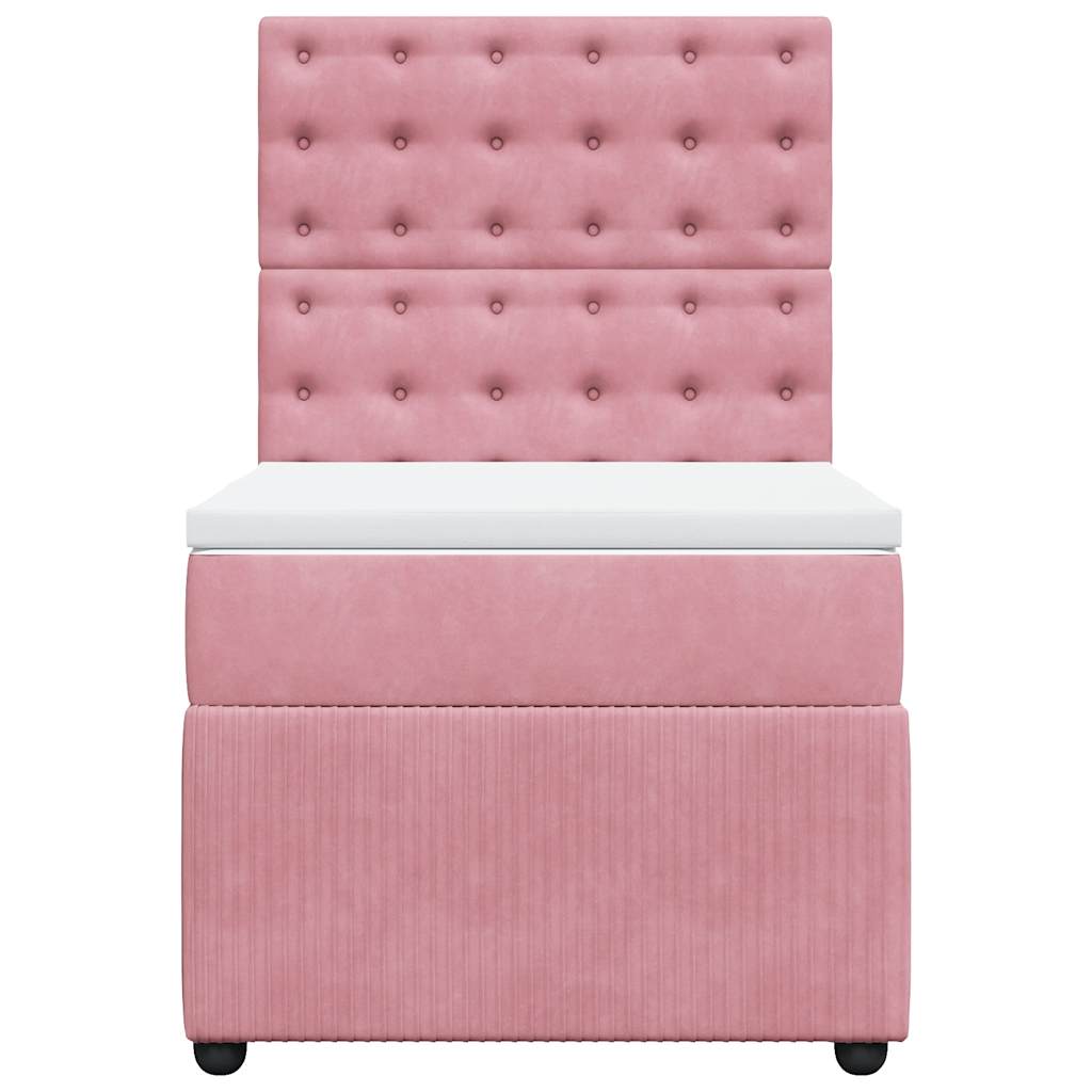 Box spring krevet s madracem ružičasti 90x190 cm baršunasti