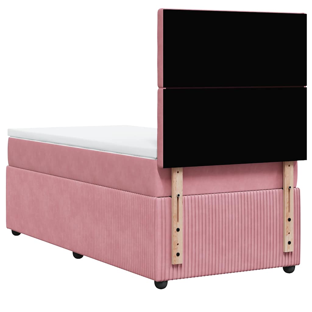 Box spring krevet s madracem ružičasti 90x190 cm baršunasti