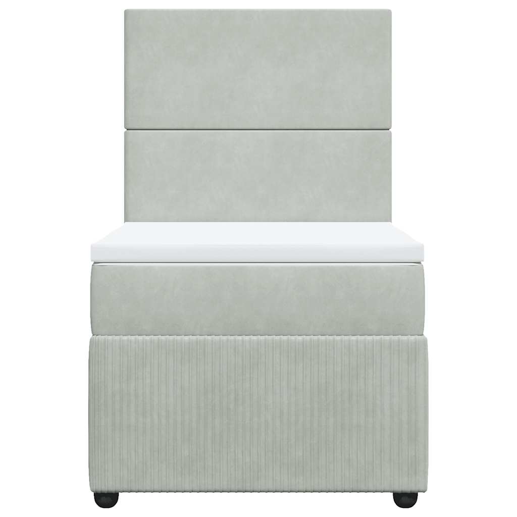 Box spring krevet s madracem svjetlosivi 90x190 cm baršunasti