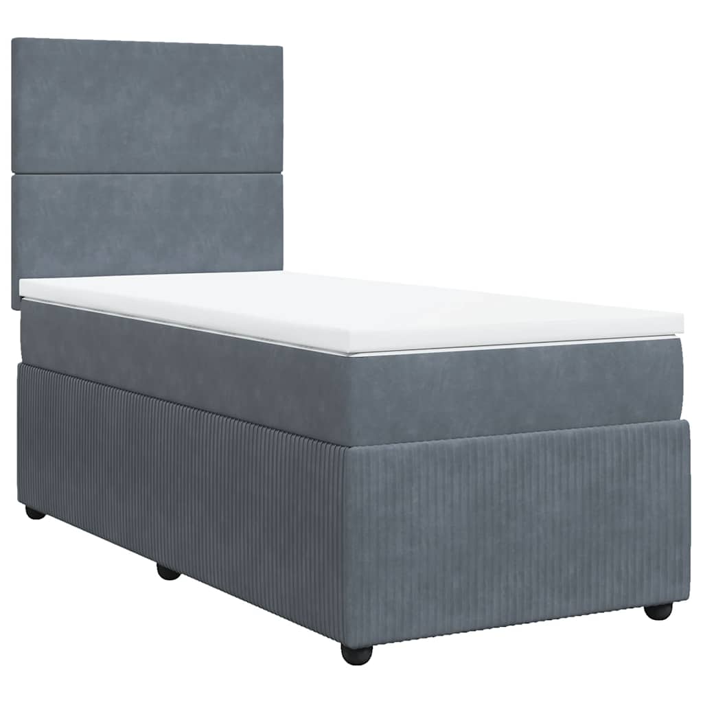 Box spring krevet s madracem tamnosivi 90x200 cm baršunasti