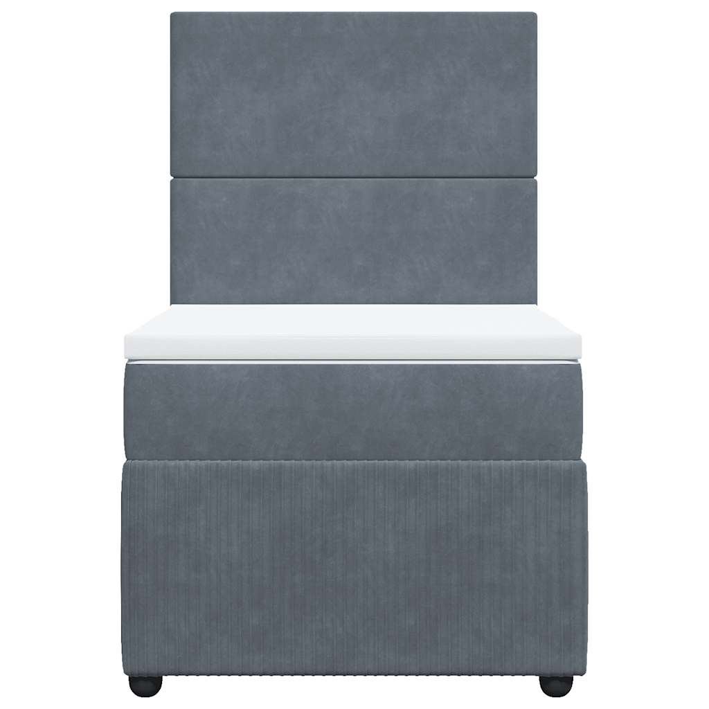 Box spring krevet s madracem tamnosivi 90x200 cm baršunasti
