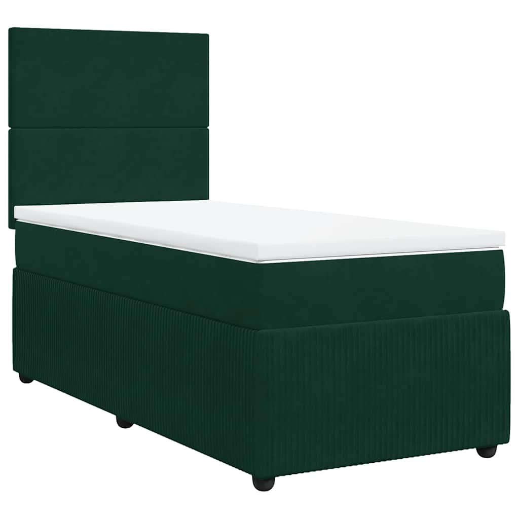 Box spring krevet s madracem tamnozeleni 90x200 cm baršunasti