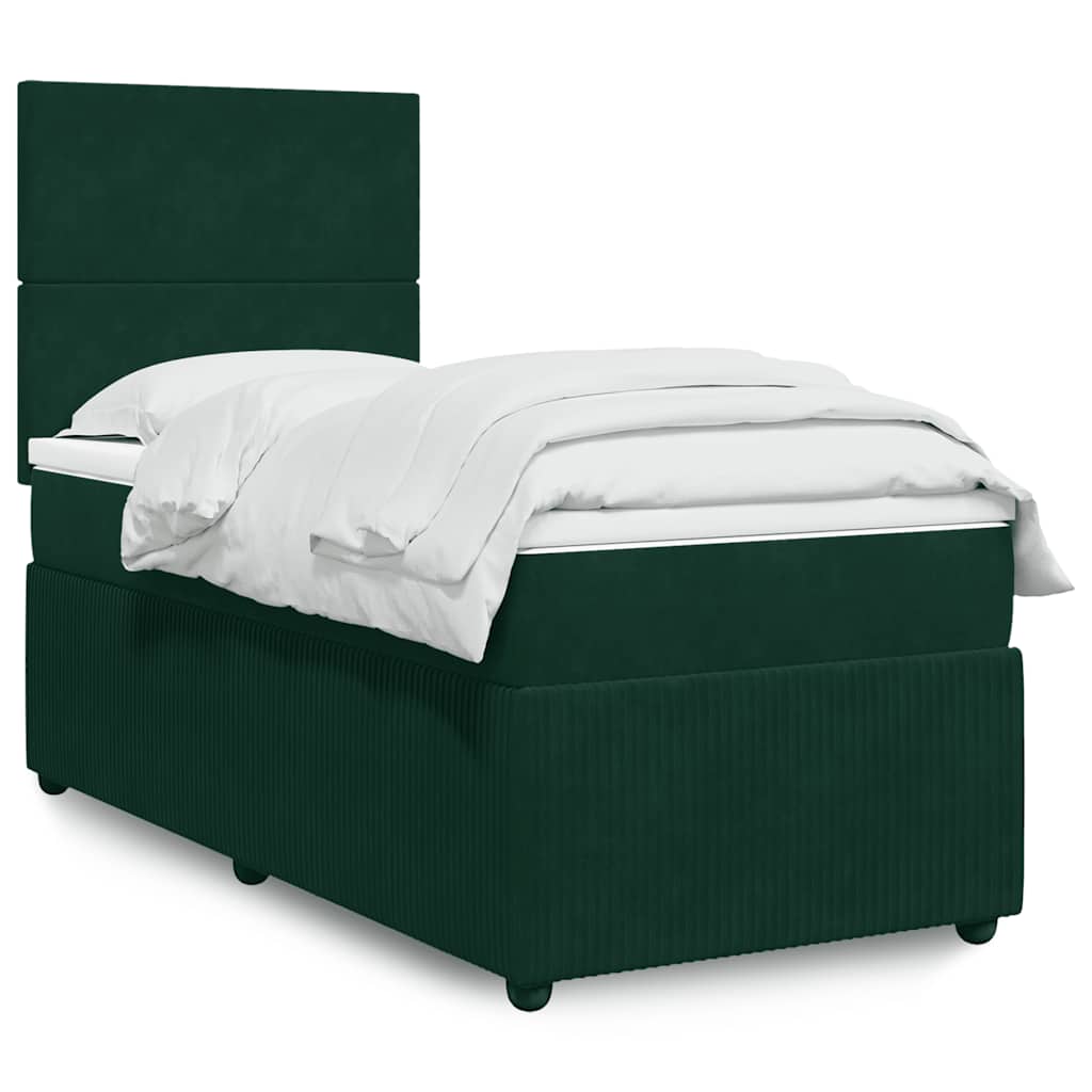 Box spring krevet s madracem tamnozeleni 90x200 cm baršunasti