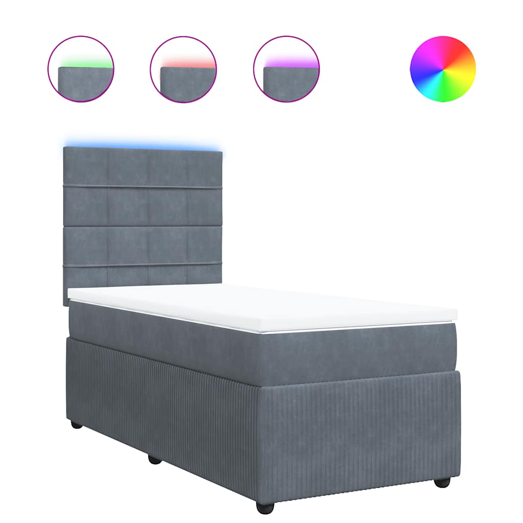 Box spring krevet s madracem tamnosivi 90x200 cm baršunasti