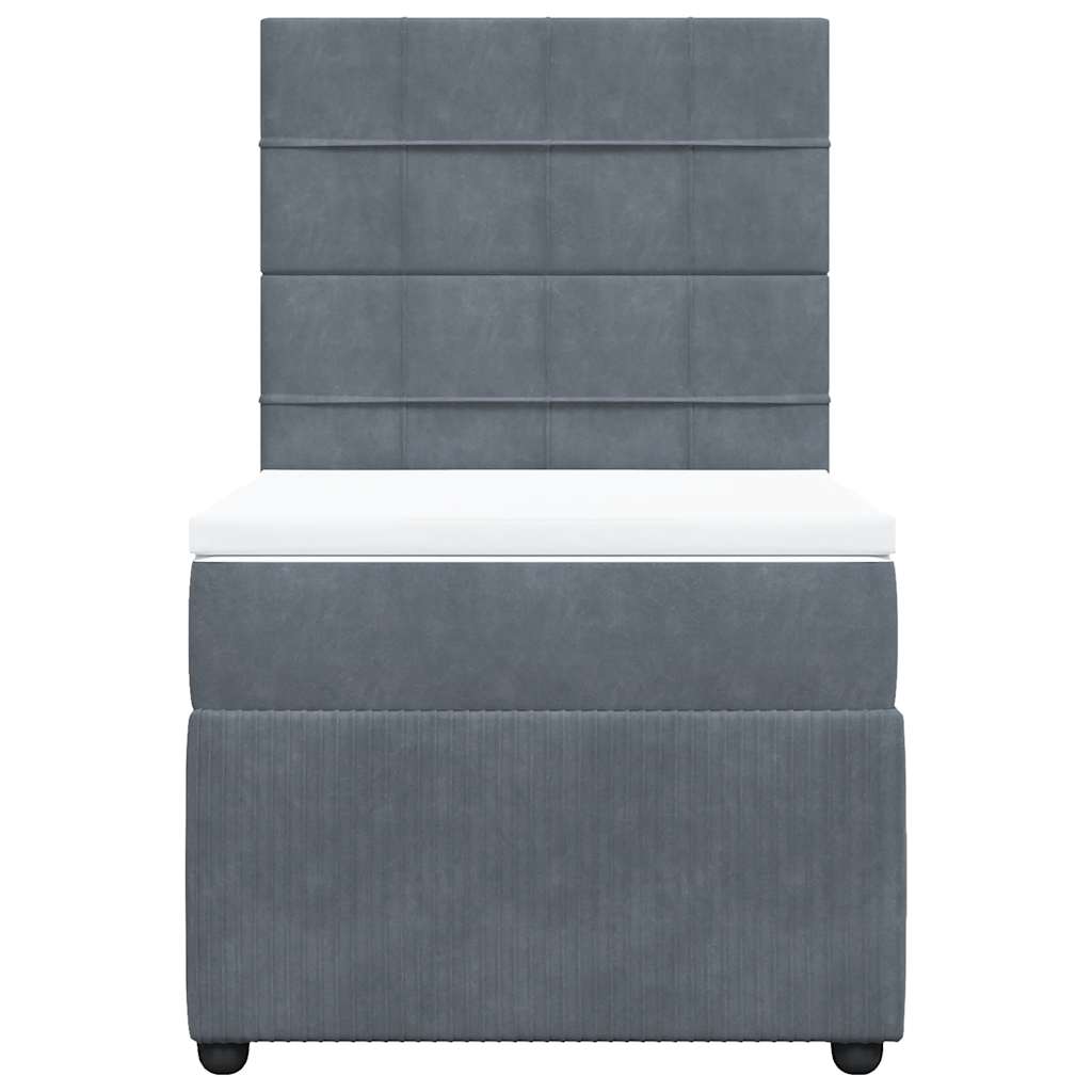 Box spring krevet s madracem tamnosivi 90x200 cm baršunasti