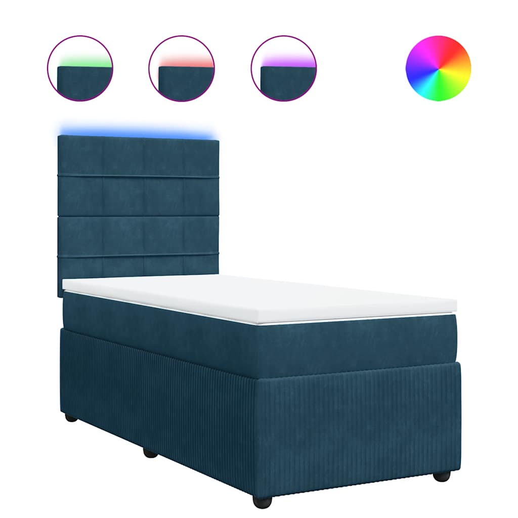Box spring krevet s madracem plavi 90x200 cm baršunasti