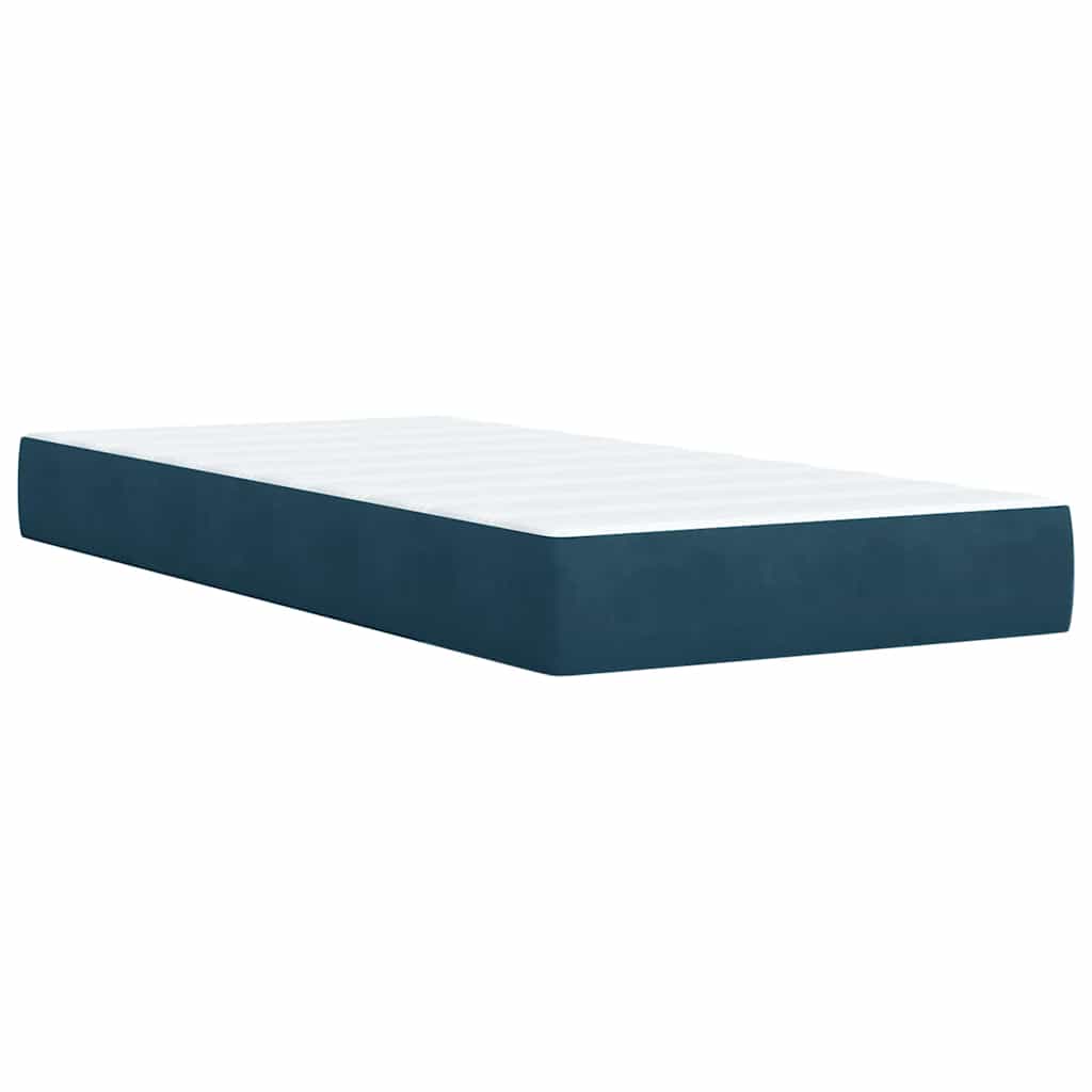 Box spring krevet s madracem plavi 90x200 cm baršunasti
