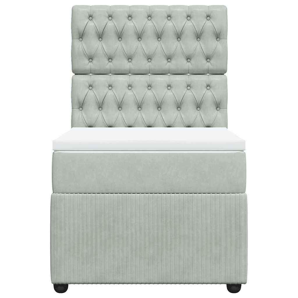 Box spring krevet s madracem svjetlosivi 90x190 cm baršunasti