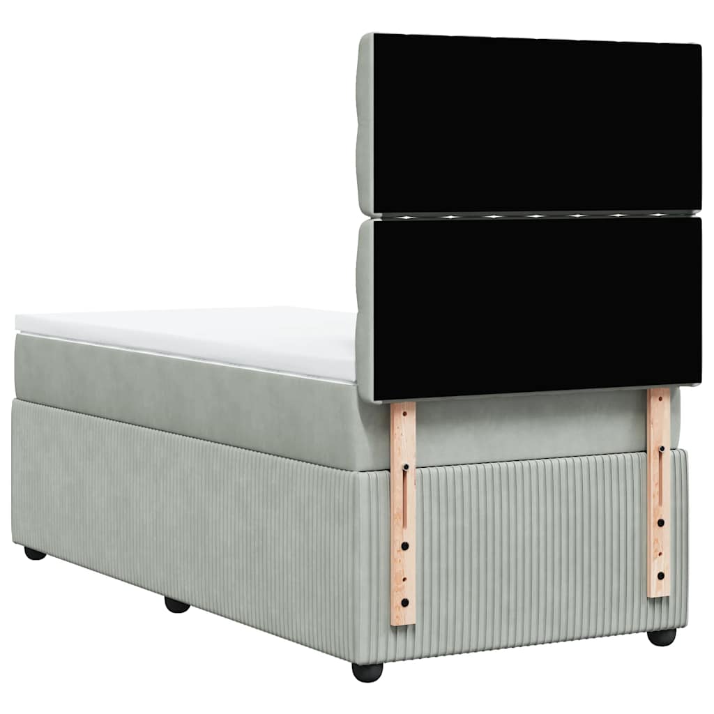 Box spring krevet s madracem svjetlosivi 90x190 cm baršunasti