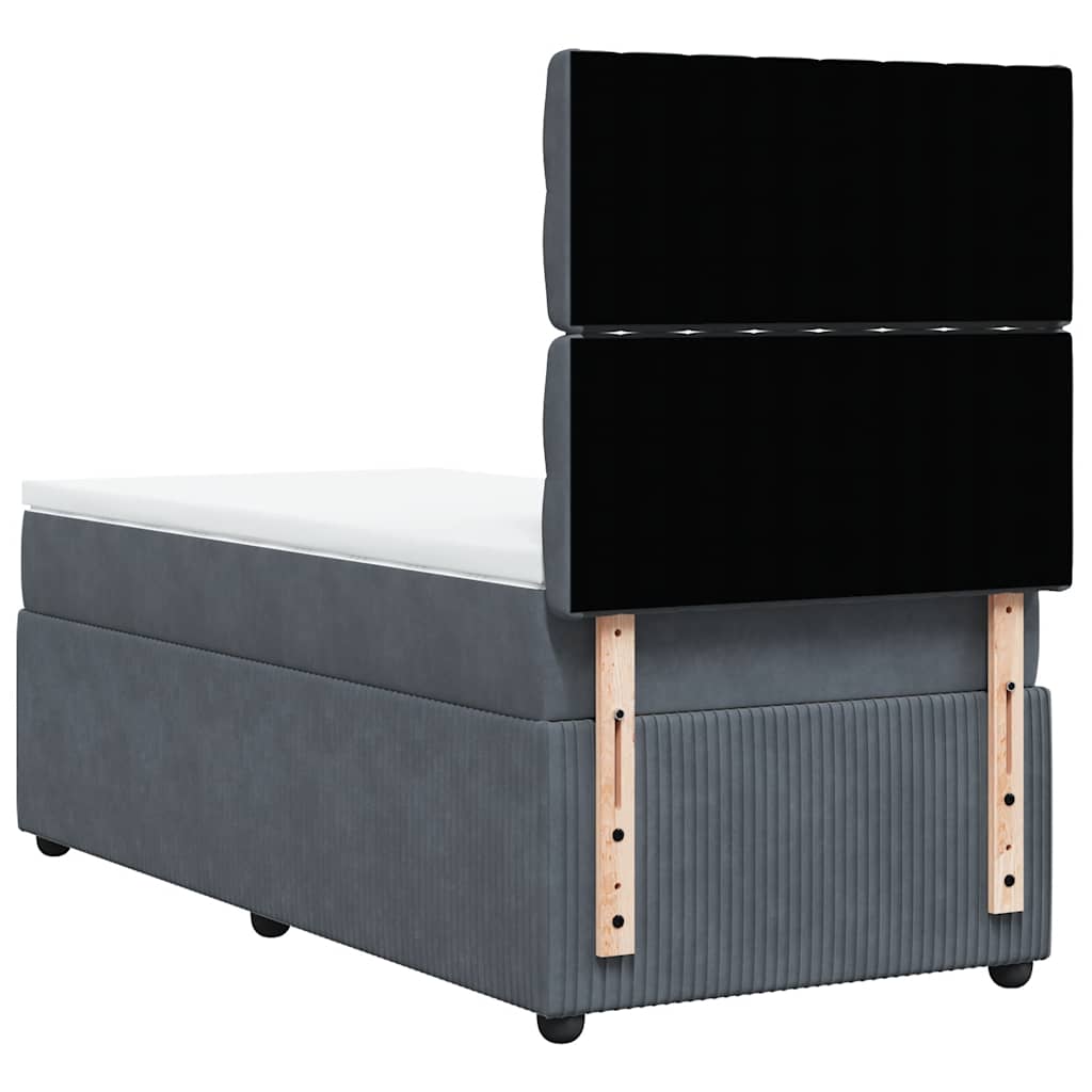 Box spring krevet s madracem tamnosivi 90x200 cm baršunasti