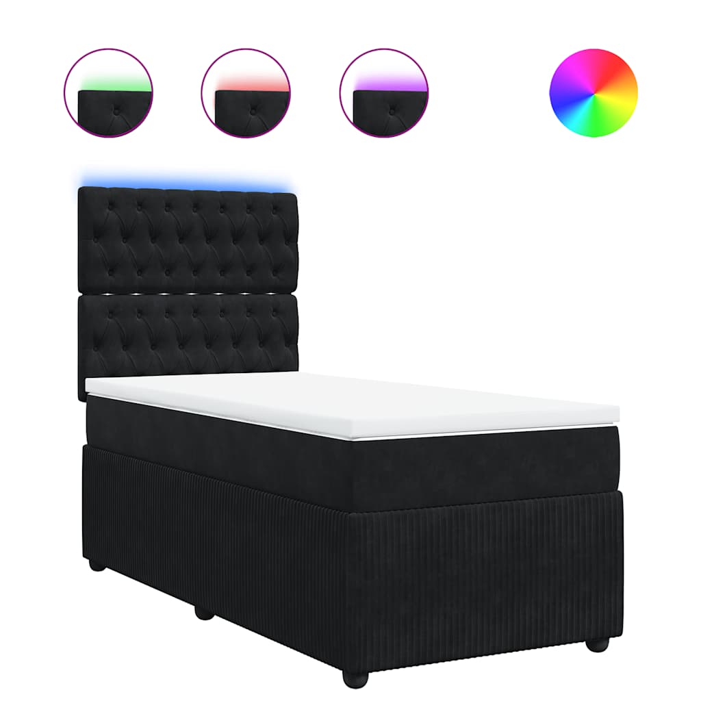 Box spring krevet s madracem crni 90x200 cm baršunasti