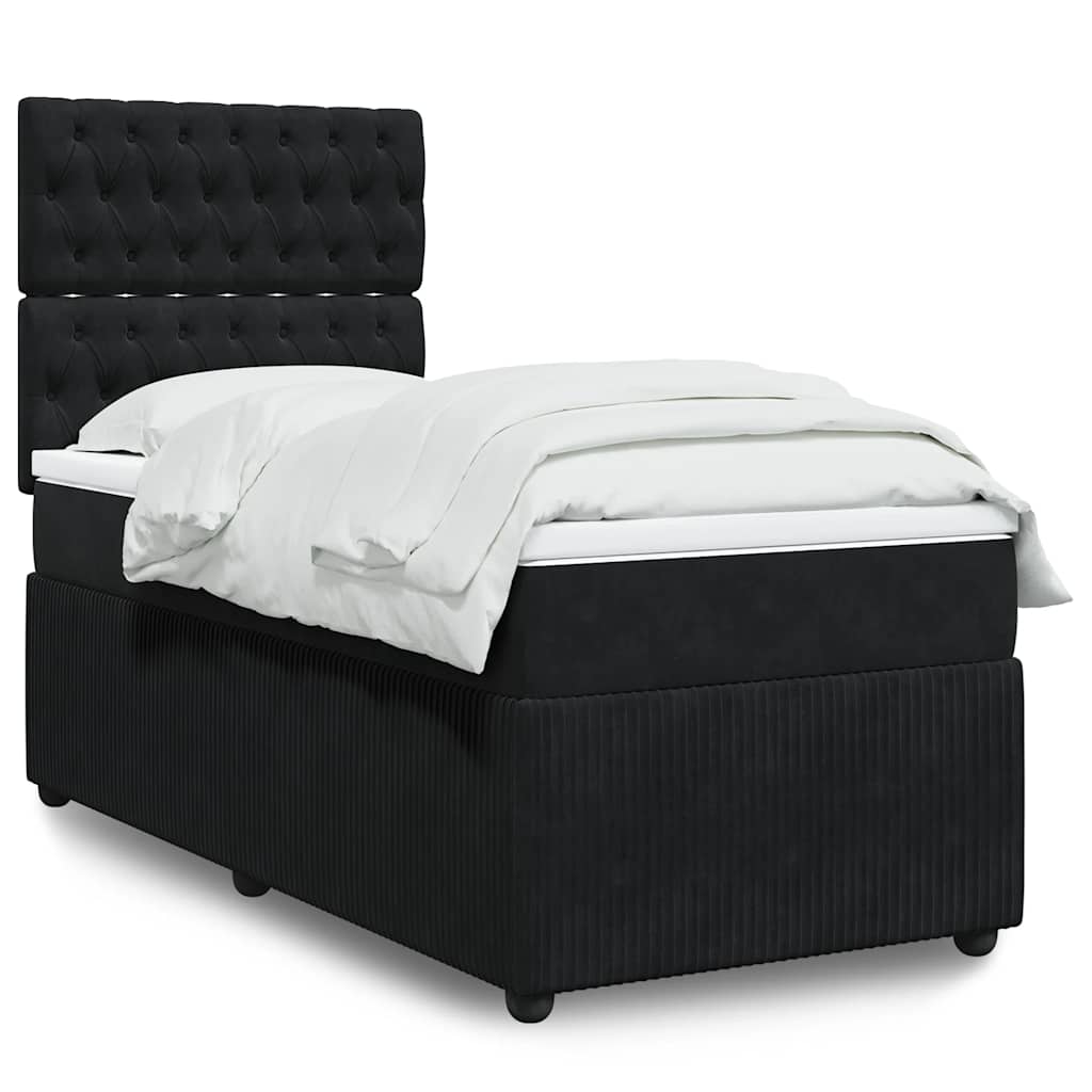 Box spring krevet s madracem crni 90x200 cm baršunasti