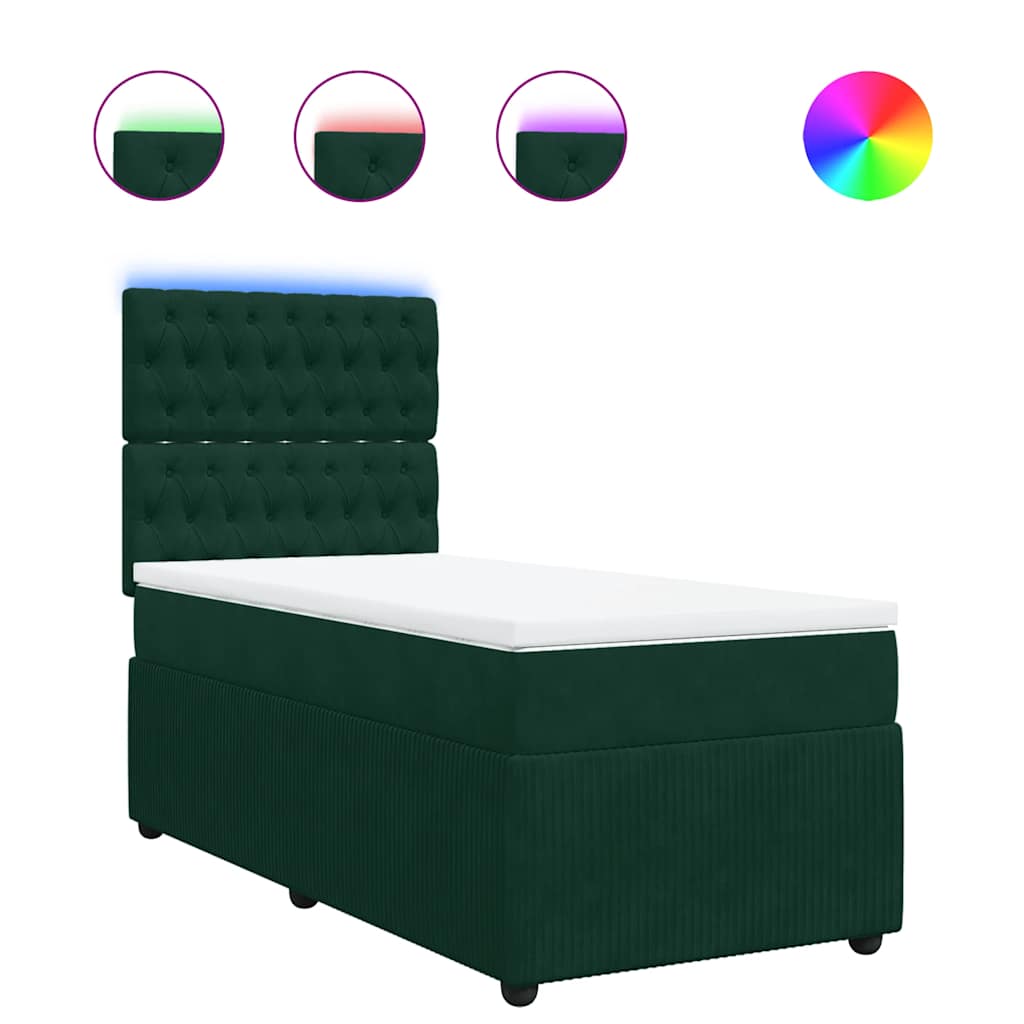 Box spring krevet s madracem tamnozeleni 90x200 cm baršunasti