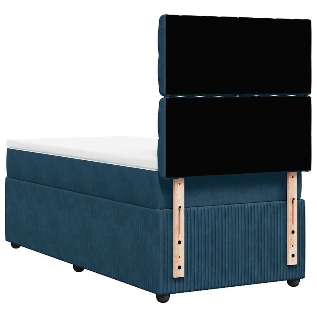Box spring krevet s madracem plavi 90x200 cm baršunasti