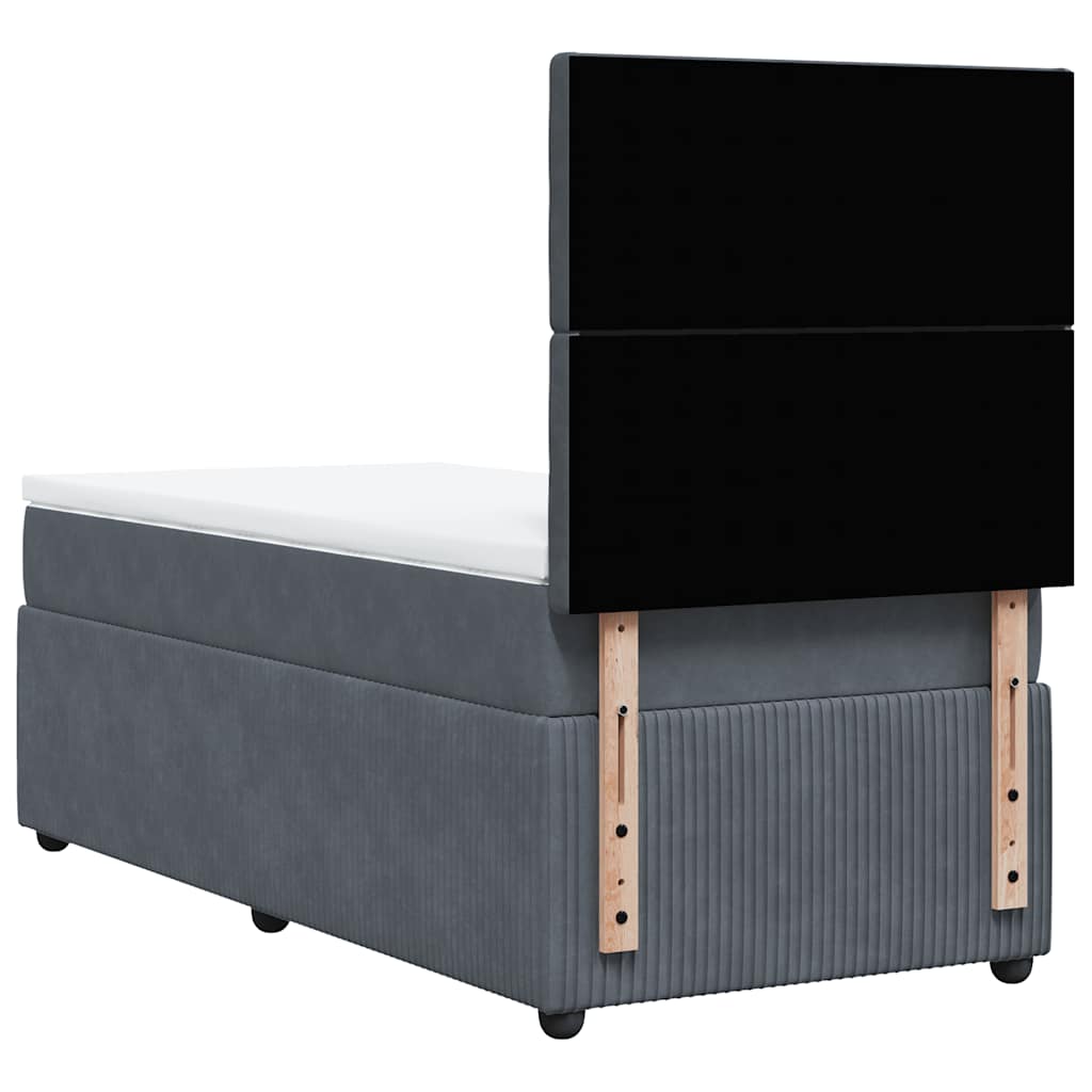 Box spring krevet s madracem tamnosivi 90x200 cm baršunasti