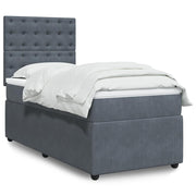 Box spring krevet s madracem tamnosivi 90x200 cm baršunasti
