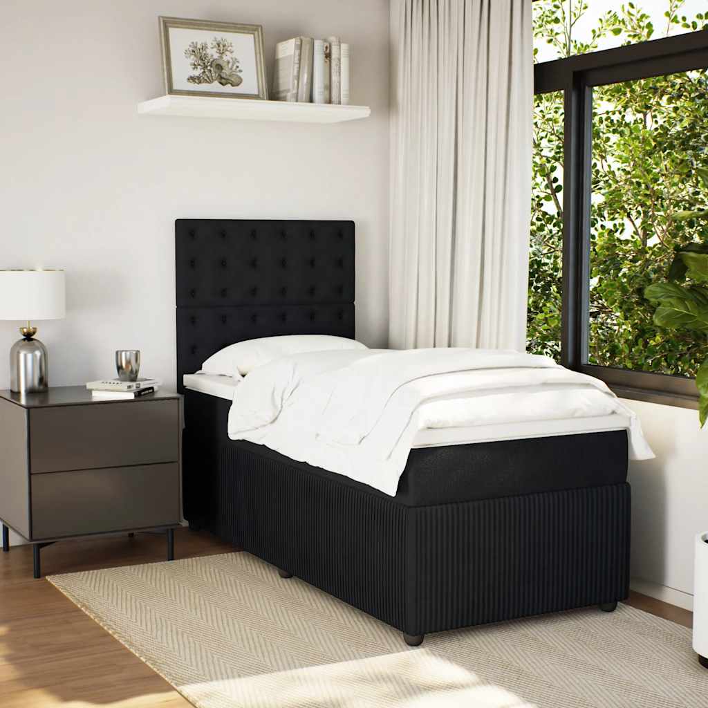 Box spring krevet s madracem crni 90x200 cm baršunasti
