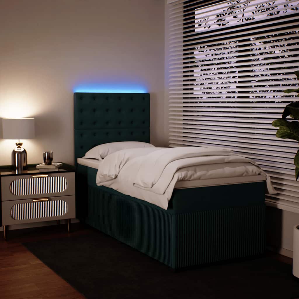 Box spring krevet s madracem tamnozeleni 90x200 cm baršunasti