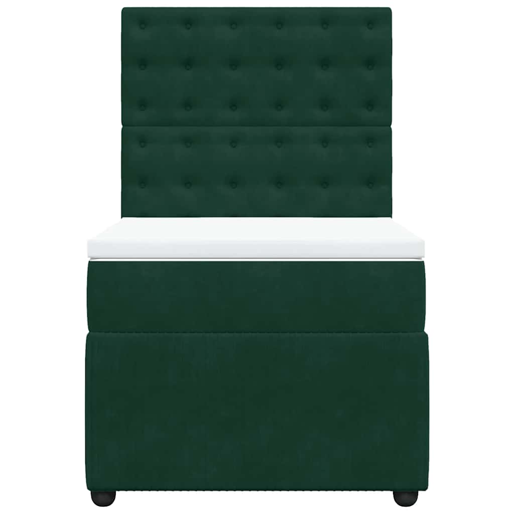 Box spring krevet s madracem tamnozeleni 90x200 cm baršunasti