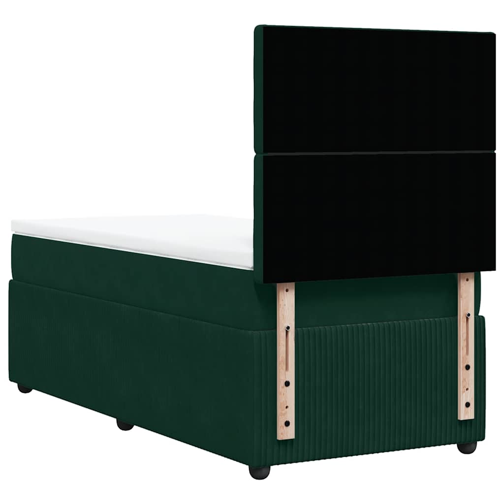 Box spring krevet s madracem tamnozeleni 90x200 cm baršunasti
