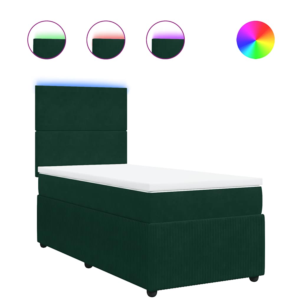Box spring krevet s madracem tamnozeleni 100x200 cm baršunasti