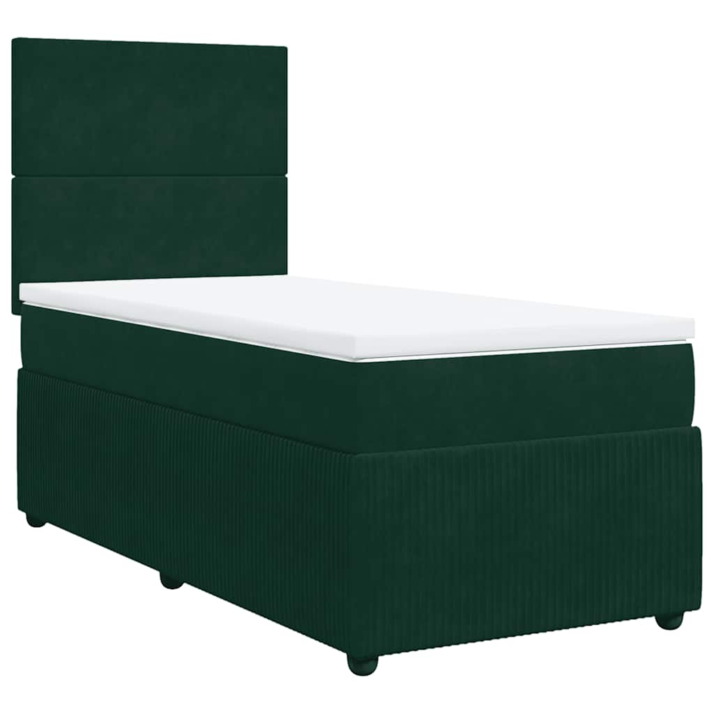 Box spring krevet s madracem tamnozeleni 100x200 cm baršunasti