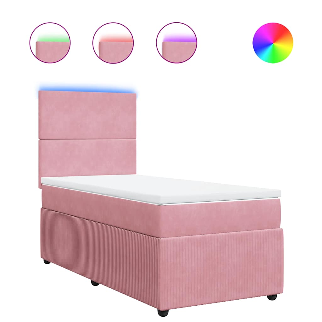 Box spring krevet s madracem ružičasti 100x200 cm baršunasti