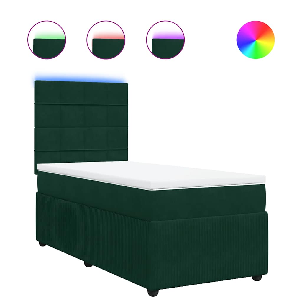 Box spring krevet s madracem tamnozeleni 100x200 cm baršunasti
