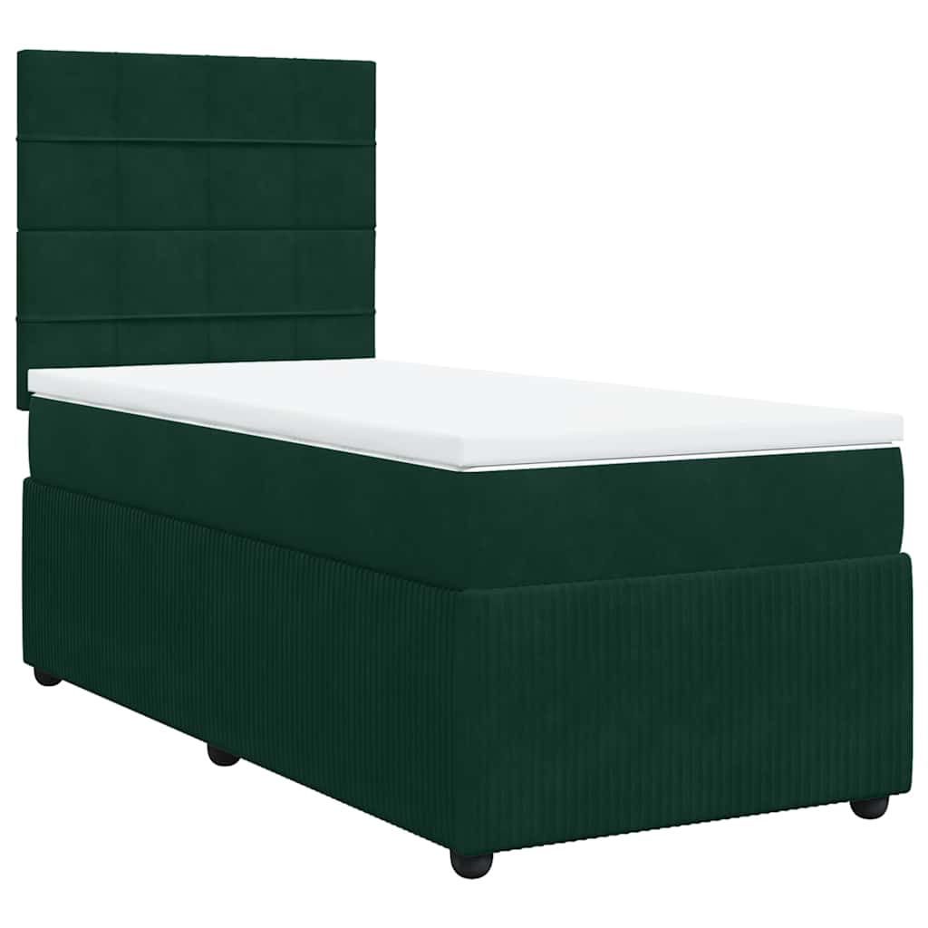 Box spring krevet s madracem tamnozeleni 100x200 cm baršunasti