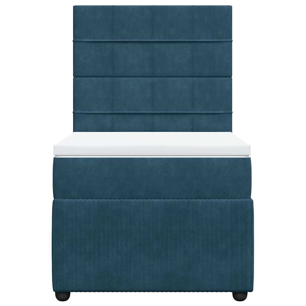 Box spring krevet s madracem plavi 100x200 cm baršunasti