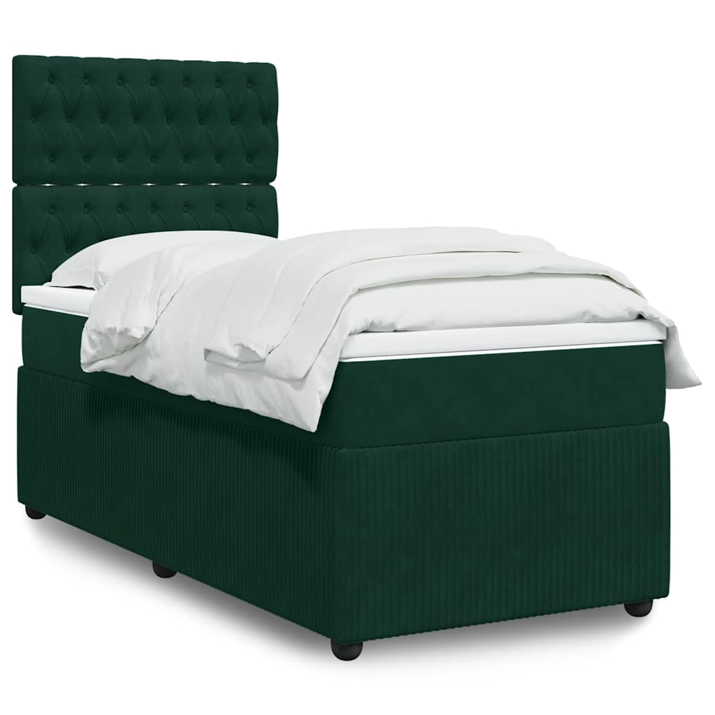 Box spring krevet s madracem tamnozeleni 100x200 cm baršunasti