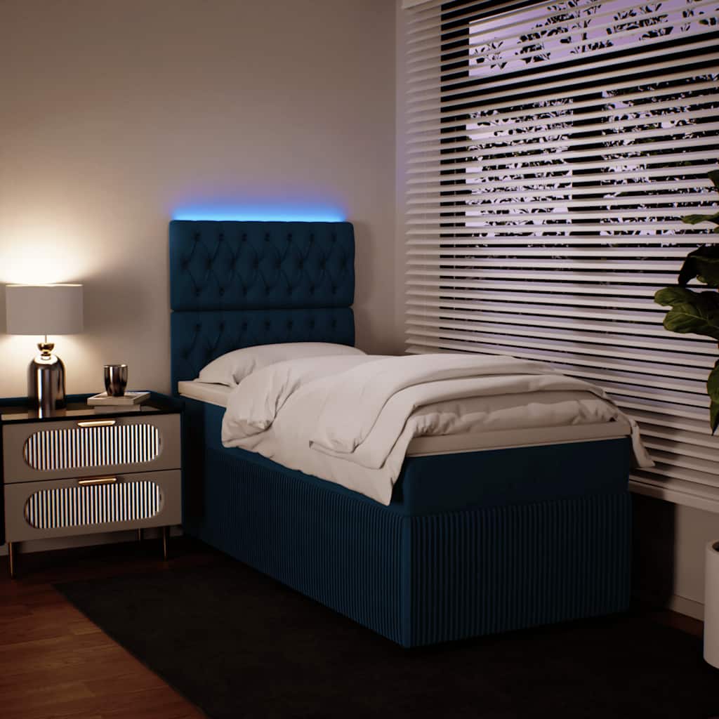 Box spring krevet s madracem plavi 100x200 cm baršunasti