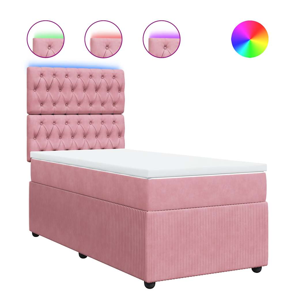 Box spring krevet s madracem ružičasti 100x200 cm baršunasti