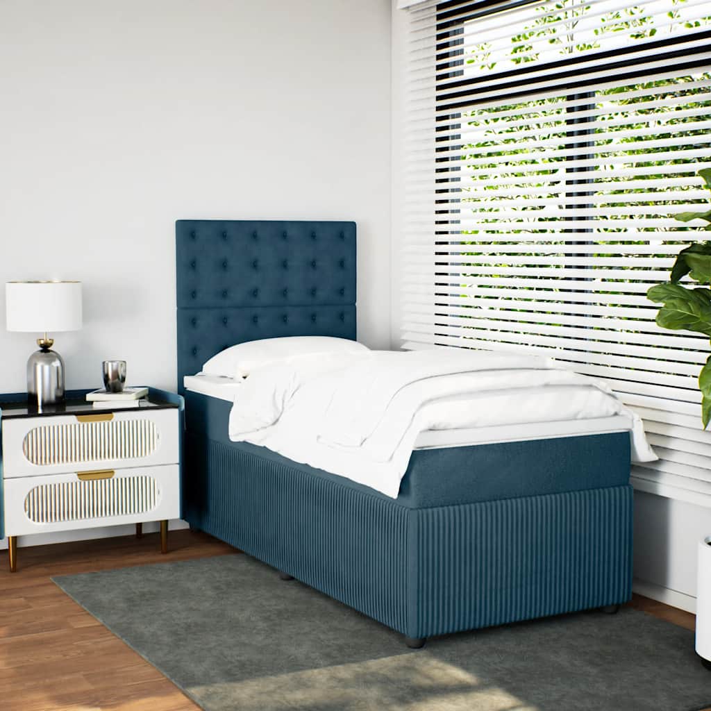 Box spring krevet s madracem plavi 100x200 cm baršunasti