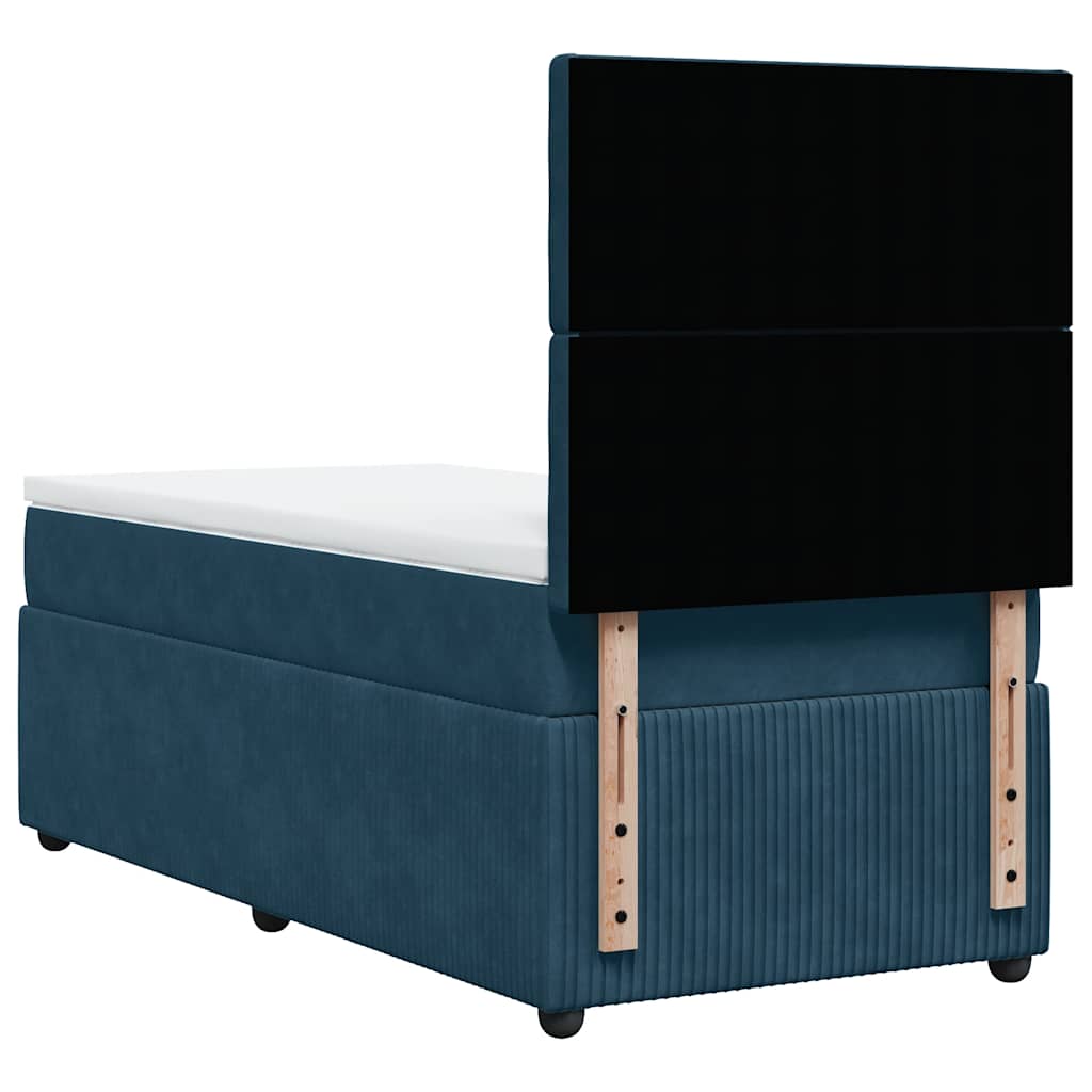 Box spring krevet s madracem plavi 100x200 cm baršunasti