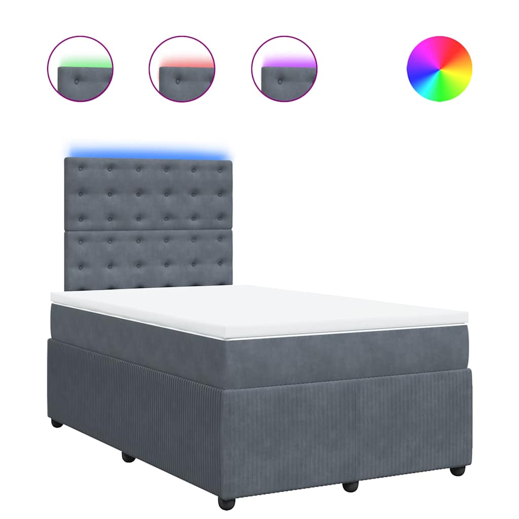 Krevet box spring s madracem tamnosivi 120 x 190 cm baršun