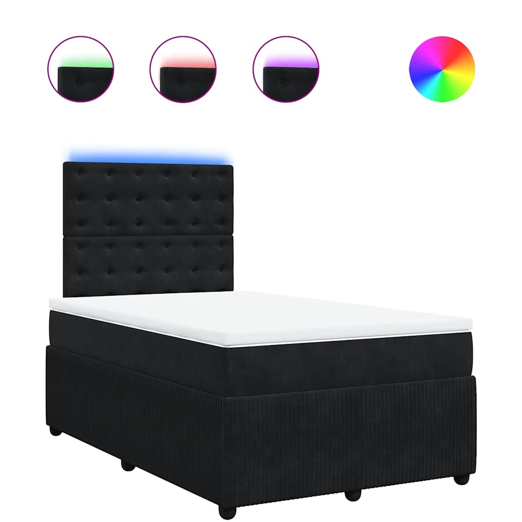 Krevet box spring s madracem crni 120 x 190 cm baršunasti