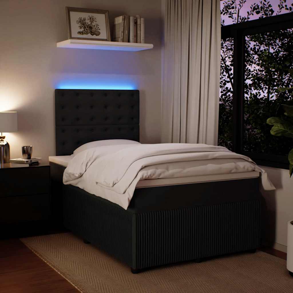 Krevet box spring s madracem crni 120 x 190 cm baršunasti