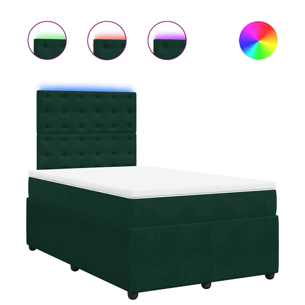 Krevet box spring s madracem tamnozeleni 120x190 cm baršunasti