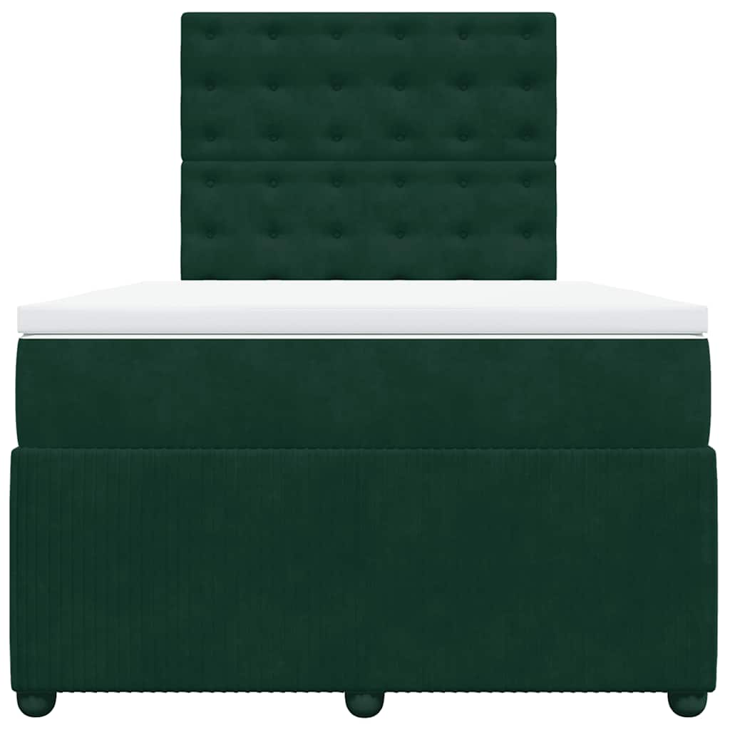 Krevet box spring s madracem tamnozeleni 120x190 cm baršunasti