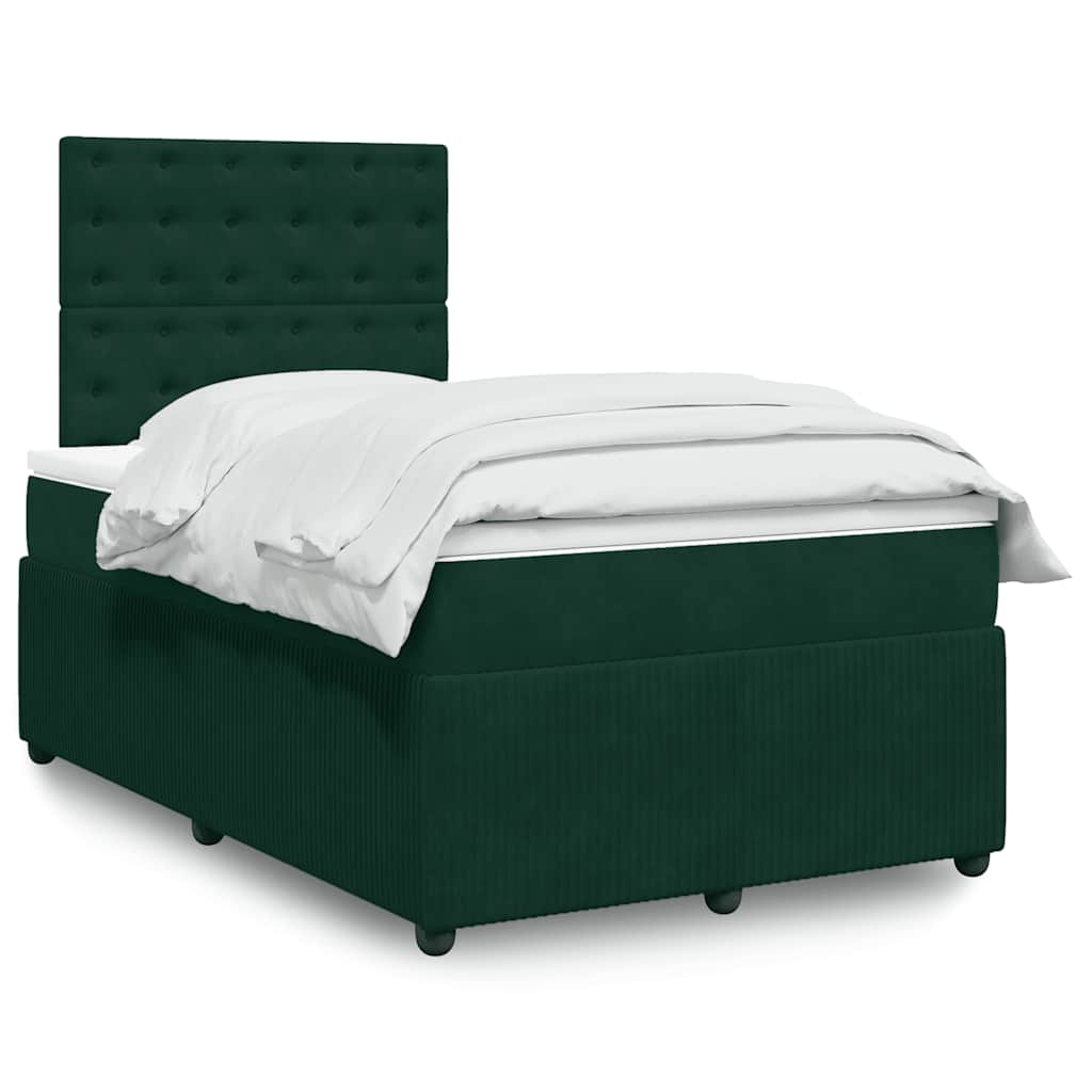 Krevet box spring s madracem tamnozeleni 120x190 cm baršunasti