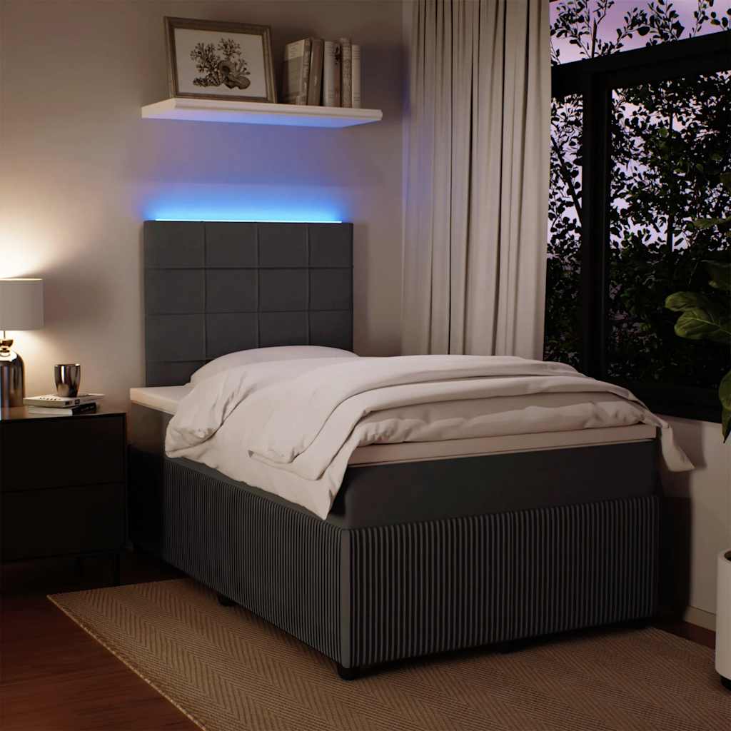 Box spring krevet s madracem tamnosivi 120 x 200 cm baršunasti