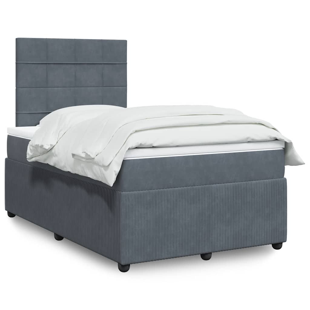 Box spring krevet s madracem tamnosivi 120 x 200 cm baršunasti