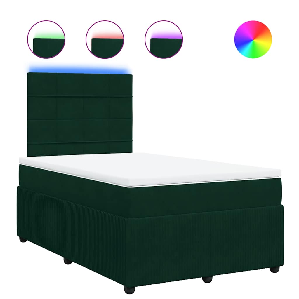 Box spring krevet s madracem tamnozeleni 120x200 cm baršunasti